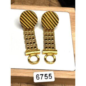 Vintage Dante Gold-Tone Cufflinks With Textured Round Design & Box